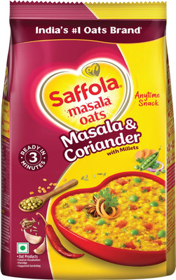 Saffola Masala Oats |Masala Coriander|Anytime Snack |Ready in 3 mins |Millets Goodness Pouch(500 g)