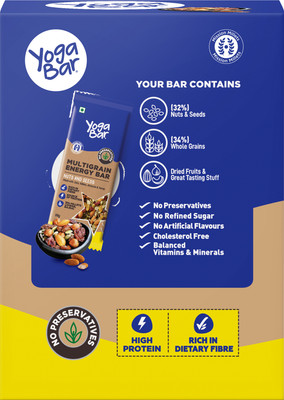 Yogabar Multigrain Energy Bar | Nuts & Seeds Box(10 x 38 g)