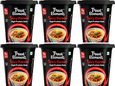 True Elements Spicy Korean High Protein Savoury Oats 66gm*Pack Of 6-Combo Cup deal from flipkart