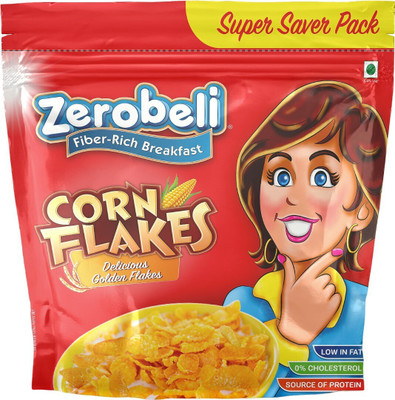 Zerobeli Delicious Low Fat Golden Corn Flakes | Fiber Rich Breakfast | Source of Protien Pouch(1 kg)