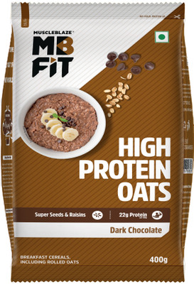 MUSCLEBLAZE High Protein Oats with Added Probiotic, Gluten Free, Dark Chocolate Pouch(400 g)