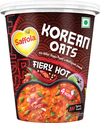 Saffola Korean Cuppa Oats, Fiery Hot, with chilli dressing sachet, Ready in 4 mins Cup(56 g)