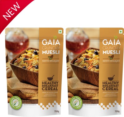 GAIA Crunchy Muesli - Nutty Delight 750g Pouch (Pack of 2) Pouch(2 x 375 g)