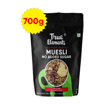 True Elements No Added Sugar Muesli - with Real Fruits, sugar free breakfast Cereal, Diet Food Pouch(700 g)