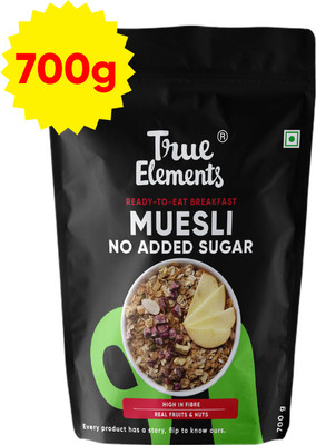 True Elements No Added Sugar Muesli - with Real Fruits, sugar free breakfast Cereal, Diet Food Pouch(700 g)