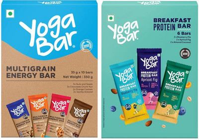 Yogabar by Yogabar Protein Bars Assorted Pack of 12, Energy Variety Pack + Breakfast Variety Pack Box(2 x 310 g)