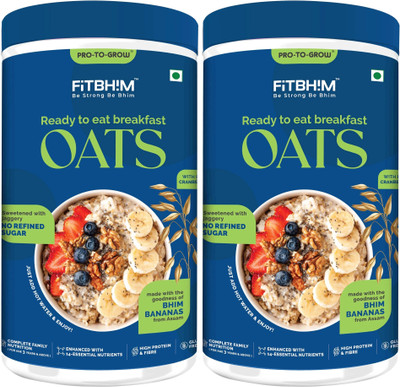 Pro-To-Grow Fitbhim Oats Pack of 2(Ready to Eat)Complete Family Nutrition|Child,Adult Jar(2 x 300 g)