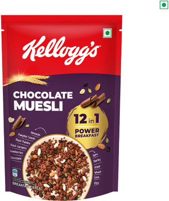 Kellogg's Chocolate Muesli | 12-in-1 Power Breakfast | Multigrain Breakfast Cereal Pouch(450 g)