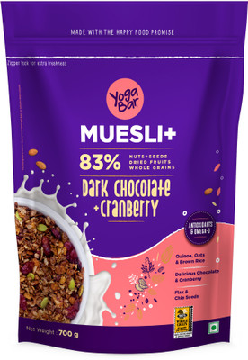 Yogabar Muesli Dark Chocolate&Cranberry 700g, Breakfast Cereal with Nuts & Seeds Pouch(700 g)