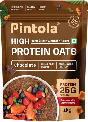 Pintola 25g High Protein Oats - Dark Chocolate, No Refined Sugar, Breakfast Cereals Pouch(1 kg)