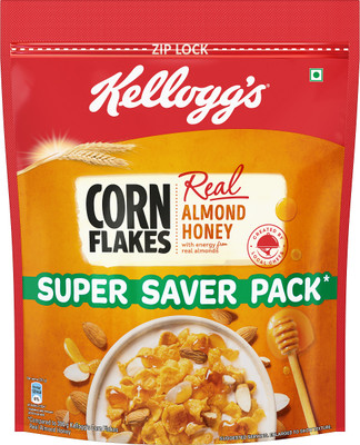 Kellogg's Corn Flakes Real Almond Honey, High in Iron & B Group Vitamins, Breakfast Cereal Pouch(1000 g)