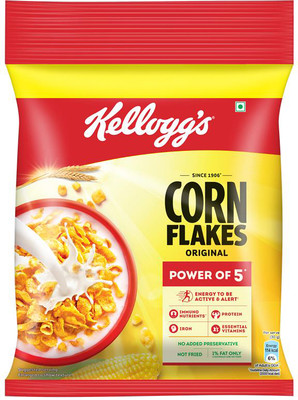 Kellogg's Corn Flakes Original, Power of Energy, Protein, Iron, Calcium & Vitamins, Cereal Pouch(251 g)