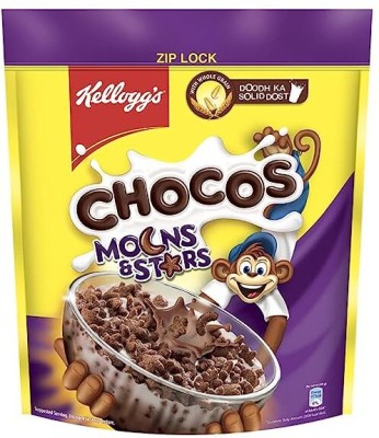 Kellogg's by NA Chocos Moons & Stars with Whole Grain, High in Calcium & Protein, Kid's Cereal Pouch(1.2 kg)