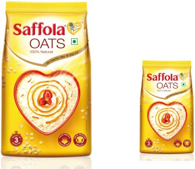 Saffola Rolled Oats Natural Delicious Creamy High Protein & Fibre Healthy 1000GX1,200GX1 Vacuum Pack(2 x 600 g)