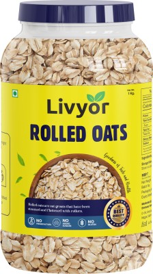 LIVYOR Rolled Oats, Gluten Free, Breakfast Cereal for Weight Loss Jar(1 kg)