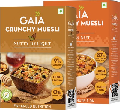 GAIA Muesli Combo Pack 400 gm + 400 gm Fruit and Nut and Nutty Delight Box(2 x 400 g)