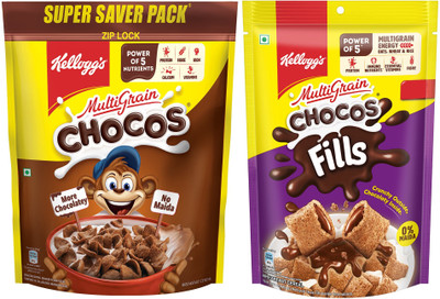 Kellogg's Multigrain Chocos & Choco Fills 160g, More Chocolatey | Kids Breakfast cereal Pouch(2 x 630 g)