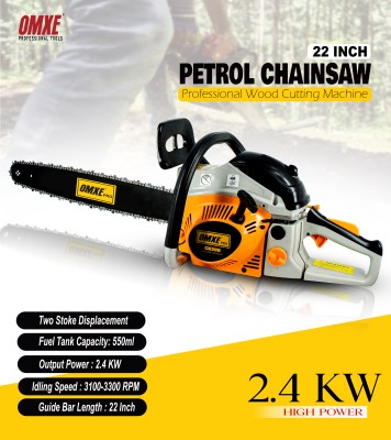 OMXE CS62CC 22 Inch Chain Saw with Guide Bar 550ml 2-Stoke for Tree Cutting Heavy Duty Fuel Chainsaw(Without Battery)