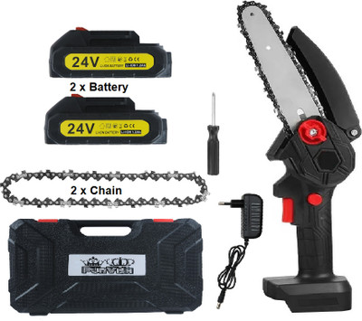 purvish Chainsaw Cordless 6 Inch Cutting Area Wide Heavy Duty, Battery Powered Hand Saw 2 battery, 2 chain ,for Tree Trimming & Branch Pruning Wood Cutting Cordless Chainsaw