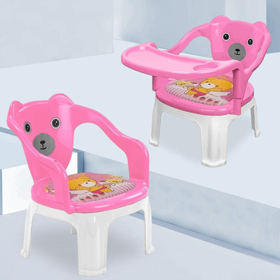 TONY STARK Strong & Durable Plastic Portable Baby Chair with Tray for Kids,Upto 30Kgs(Pink)