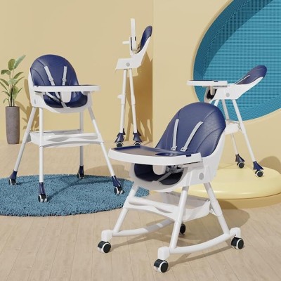 TONY STARK Folding Baby High Chair Recline Height Adjustable Feeding Seat for Kids, Toddler(Dark Navy Blue With Rocking Attachment)