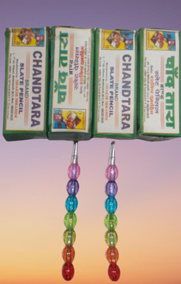 chandtara 4 pkt green slate pencil with 2 rainbow pencil Writing Writing(4 Sticks)