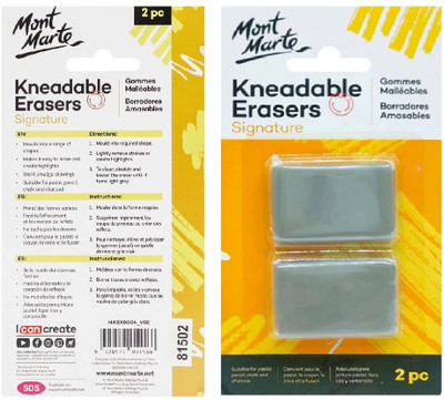 Da Novira Compressed Charcoal Flexible 2 Pcs Kneadable Eraser for blending and erasing And All Art Projects_02 Stick(Pack of 1)