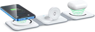 X88 Pro 15W Magnetic Wireless Charger 3 in 1 Foldable Charging Pad for iPhone, Airpods Charging Pad