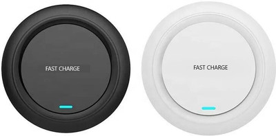 MARS Cokoeye Wireless Round Charger Black & White Pack of 2 Combo|Compact|FastCharger Charging Pad