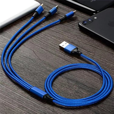 POZUB USB Multi Pins Charging Cable 3in1 Data Cable For iOS/Type-C/Android+Carry Pouch Charging Pad