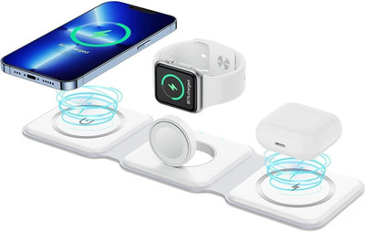 TREZIT 3 in 1 Magnetic Foldable MagSafe Compatible Wireless Charger for iPhone Charging Pad