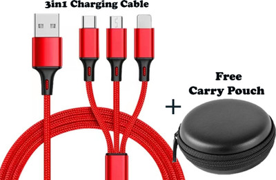 POZUB 3in1 Fast Charging Braided Multipurpose Cable For iOS/TypeC/Android+Carry Pouch Charging Pad