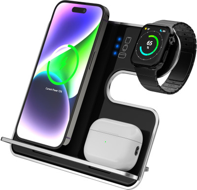 SKOON 3 in 1 Ultra Thin Metal Fast Charging 15W Wireless Charging Station Stand Charging Pad