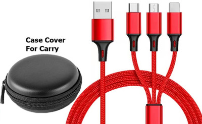 POZUB Nylon Braided Multifunction 3in1 Fast Charging Cable MultiplePin Data Cable Charging Pad