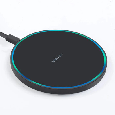 DAHZWA Compact Round Wireless Charger in Stylish Black Design Charging Pad