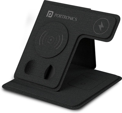 Portronics Freedom Fold 3 15W 3 in 1 Foldable MagSafe Compatible Wireless Charger Charging Pad