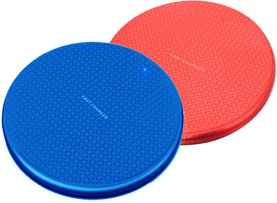 Mr fix Combo of 2 Wireless Fast Charger | 10W Wireless Fast Charging Pad Blue & Red Charging Pad