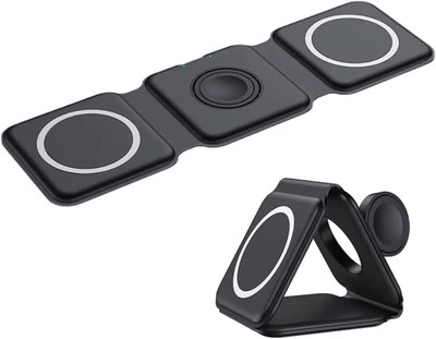 MARS Wireless Charger 3 in 1, Magnetic Foldable Fast Wireless Charger Portable Charging Pad