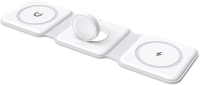 Cabepow 3-in-1 Wireless Charger White Stand - Fast Charging for iPhone & Apple Watch Charging Pad