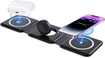 Cokoeye 3 in 1 Magnetic Foldable Compatible Wireless Charger for iPhone, iWatch, Airdops Charging Pad