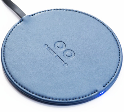 ioio Flo 10W Fast Wireless charging QI Certified- Blue Leather Charging Pad
