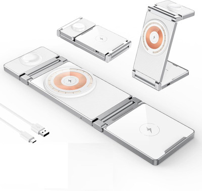 Homevilla 3-in-1 15w Wireless Charging Station, Metal Charging Stand and Charging Pad