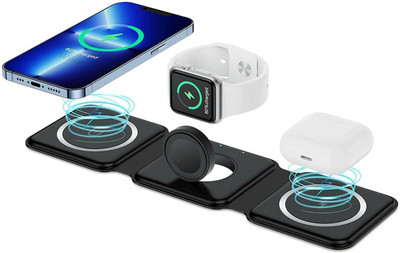 parspar 3-in-1 Wireless Charger 15W Magnetic Foldable Station for iPhone, Airpods Charging Pad