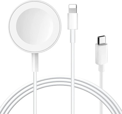 X88 Pro Type C 6 A 1 m 2-in-1 Type-C Aple iWatch Charger – Compatible with Series 1-9 & Ultra(Compatible with smartwatch, White, One Cable)