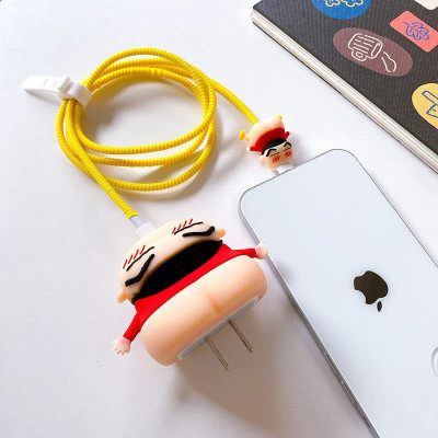 Midos Silicone Press Stud Headphone Case For iPhone Charger 18w / 20w Case(Crayon Shin Chan)