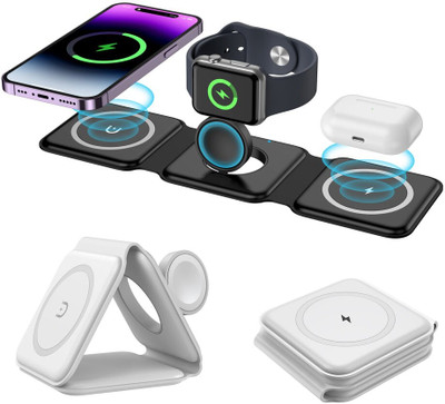 Shikshapatri Magnetic 3-in-1 Wireless Charging Station for iPhone, Watch & AirPods | Foldable Charging Pad
