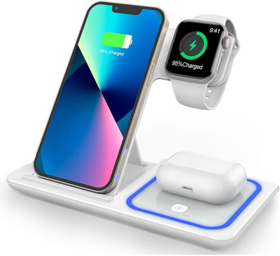 MARS 3 in 1 Fast Wireless Charging Station for iPhone, iWatch, Airdops - Black Charging Pad