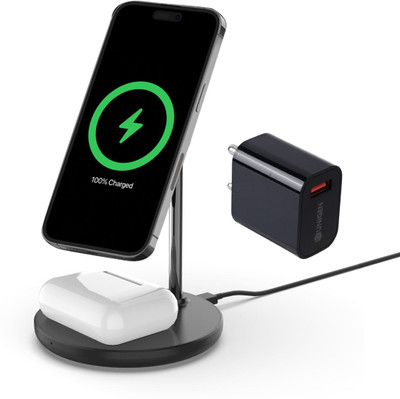 UNIGEN MAGTEC 200 Mag-Safe Wireless 2in1 Charger with QC 18W Adapter (Black_AD)) Charging Pad