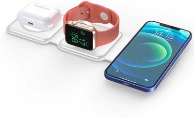 Rhytech 15W Foldable 3-in-1 wireless charger for iphone, Airpods & iwatch Charging Pad