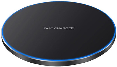 skol Minimalist Round Black Wireless Charger for Everyday Use Charging Pad